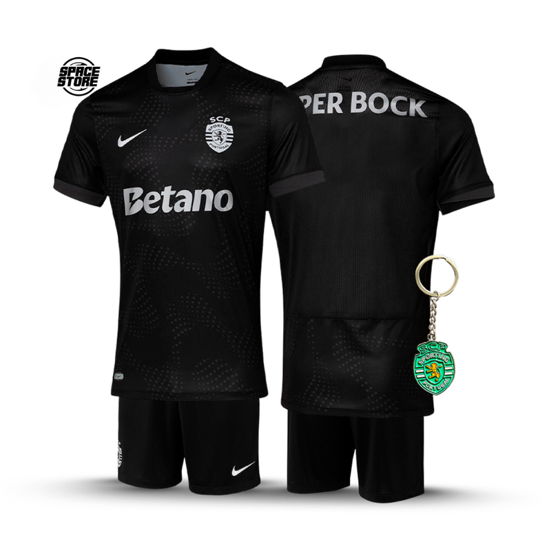 Conjunto Infantil Sporting Away Preta 2025/26